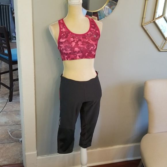 Nike Dri Fit Epic Lux Crop Capri Size Large Gray/Pink Running - Picture 4 of 14